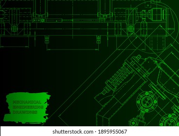 Cover. Vector engineering drawing. Mechanical instrument making