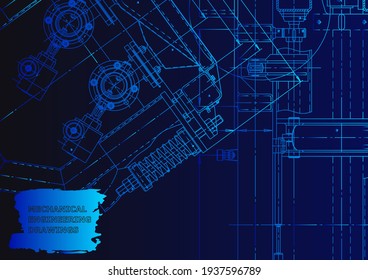 Cover. Vector Engineering Drawing. Mechanical Instrument Making