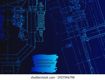 Cover. Vector engineering drawing. Mechanical instrument making