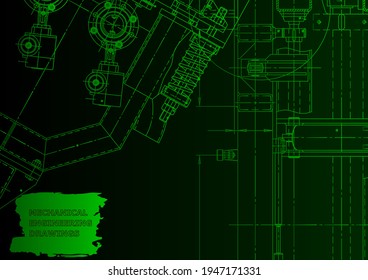 Cover. Vector engineering drawing. Mechanical instrument making