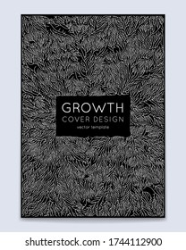 Cover with vector generative branch growth pattern. Lichen like organic structure with veins. Monocrome square biological net of vessels. Expansion concept