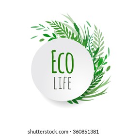 Cover vector plants with place for text for your design. Eco life.