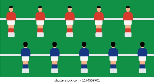 cover vector simple foosball national team toy & plastic sport group. closeup on Table football game isolated. players & figures flat design. play soccer or kicker cartoon. funny character tournament