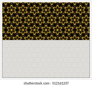 cover version of the invitation. golden floral pattern on a black background. space for text. vector illustration.