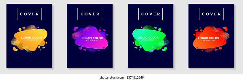 Cover Vertical Banners Set. Vector design layout with Fluid Liquid Background for Business annual reports, workflow layout, presentations, flyers, posters, invitations, ad banner, web, landing page