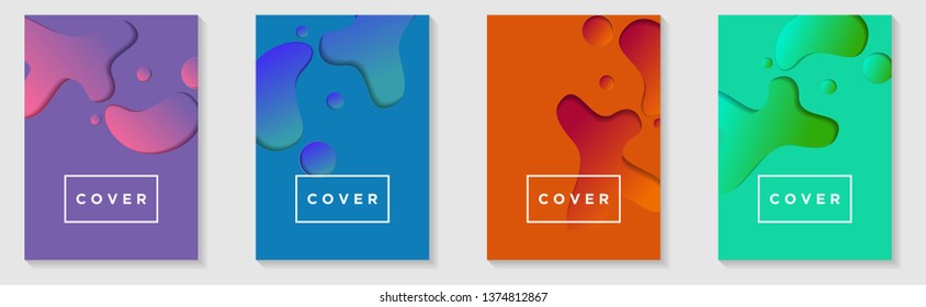 Cover Vertical Banners Set. Vector design layout with Fluid Liquid Background for Business annual reports, workflow layout, presentations, flyers, posters, invitations, ad banner, web, landing page