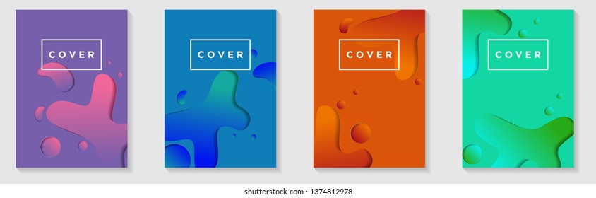 Cover Vertical Banners Set. Vector design layout with Fluid Liquid Background for Business annual reports, workflow layout, presentations, flyers, posters, invitations, ad banner, web, landing page
