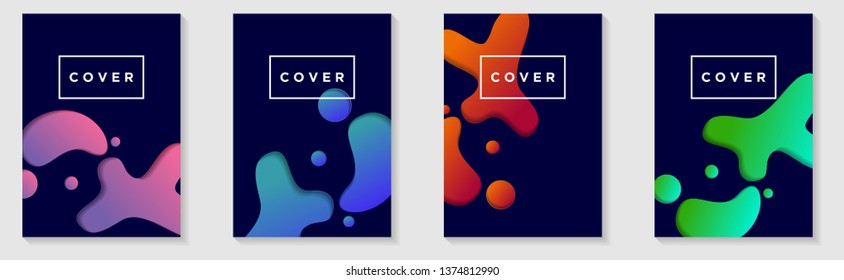 Cover Vertical Banners Set. Vector design layout with Fluid Liquid Background for Business annual reports, workflow layout, presentations, flyers, posters, invitations, ad banner, web, landing page