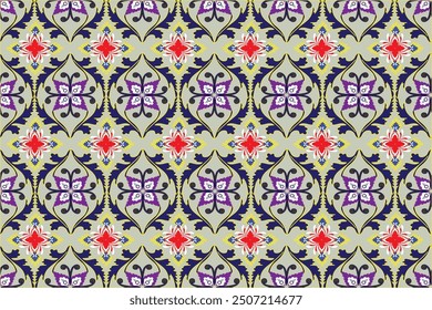 Cover, wallpaper, wrapping, fabric, clothing , Abstract Ethnicart, Seamless pattern in tribal, folk embroidery, and Mexican style, Aztec geometric art ornament print, Design for carpet