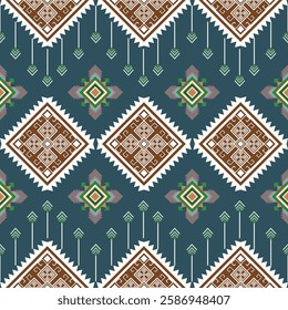 Cover, wallpaper, wrapping, fabric, clothing , Abstract , Seamless pattern in tribal, folk embroidery, and Mexican style, Aztec geometric art ornament print, Design for carpet