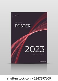 Cover wave design. Flyer motion style. Flow curve line element. Neon gradient wavy illiustration.