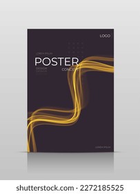 Diseño de ondas de portada. Estilo de movimiento de volante. Elemento de línea de curva de flujo. Ilustración ondulada de gradiente dorado.