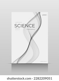 Cover wave design. Flyer motion style. Flow curve line element. White gradient wavy illiustration.