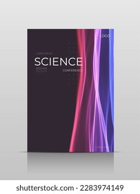 Cover wave design. Flyer motion style. Flow curve line element. Neon gradient wavy illiustration.