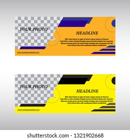 Cover Web Banner Social Media. Yellow and orange banner set. Vector illustration.