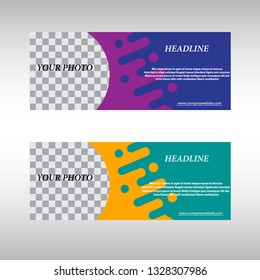 Cover Web Banner Social Media. Yellow and orange banner set. Vector illustration.