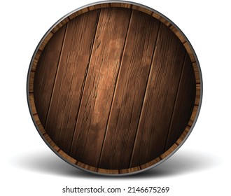 Cover wooden barrels for storing of alcoholic beverages. High detailed realistic illustration.