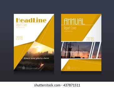 cover yellow Brochure template, design annual report, magazine and flyer layouVector illustration