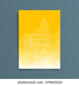 Cover yellow color with abstract chart lines and text in frame. Template of banners, Placards, Posters, Flyers. Vector illustration, flat