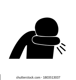 Cover your cough and sneeze Black Icon, Vector Illustration, Isolate On White Background Label. EPS10 