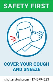 Cover Your Cough And Sneeze Safety Poster For Covid-19. Safety Precaution For Corona Virus