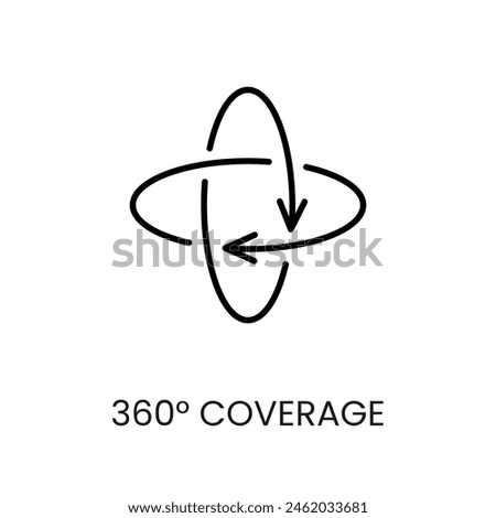 Coverage 360 line vector icon with editable stroke for placement on cctv camera system packaging