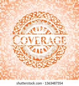 Coverage abstract orange mosaic emblem with background