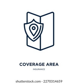 coverage area icon from insurance collection. Thin linear coverage area, communication, area outline icon isolated on white background. Line vector coverage area sign, symbol for web and mobile