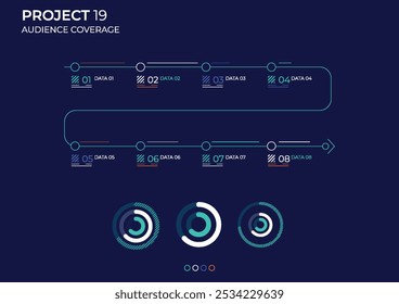 Cobertura gráficos de análise de negócios do público em cores. Ilustração vetorial.