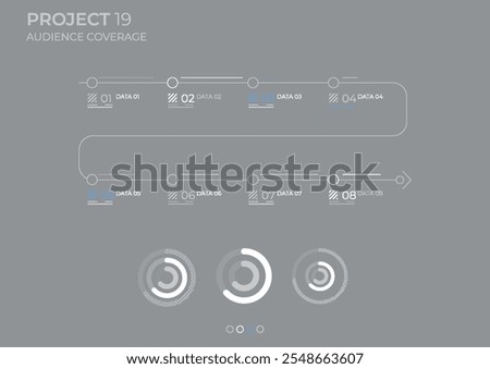 Coverage audience business analysis charts in color. Vector illustration.