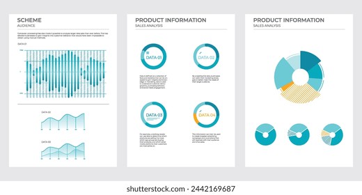 Coverage audience data charts in color. Vector elements charts.