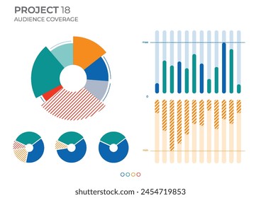 Coverage Audience Data Charts in Farbe. In: Vektorgrafik Elemente Charts.