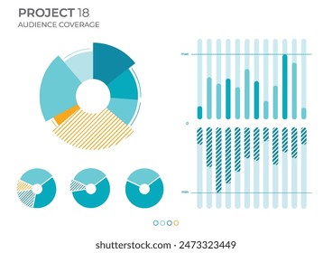 Coverage audience data charts in color. Vector elements charts.