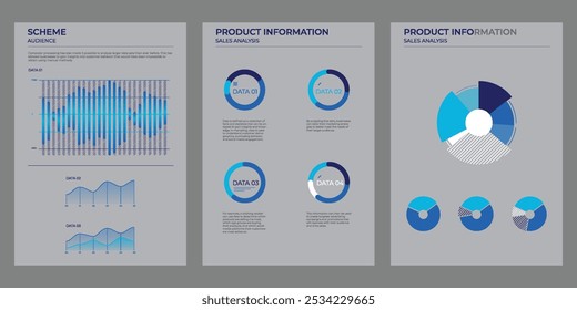 Coverage audience data charts in color. Vector elements charts.