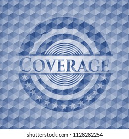 Coverage blue badge with geometric pattern background.