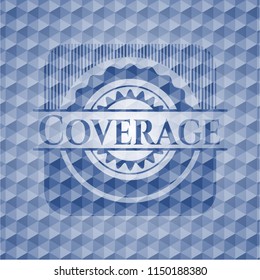 Coverage blue badge with geometric pattern background.