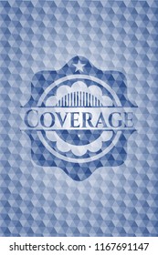 Coverage blue emblem with geometric pattern.