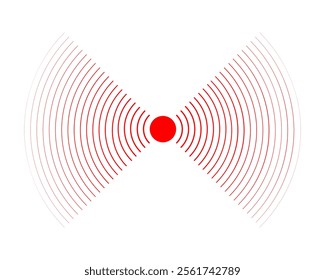 Coverage or damage, radar signal or sonar wave pictogram. Pain localization, ache or inflammation symbol. Pulse, shockwave, radiation or vibration sign. Vector illustration.