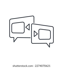 Coverage of the event. Video materials.Vector linear icon isolated on white background.