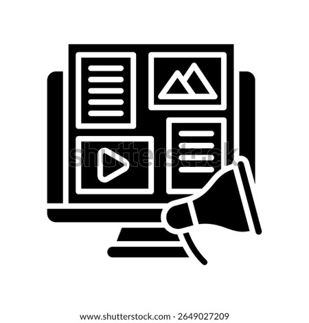 Coverage glyph icon, use for journalist, broadcasting, education, news and media UI, UX kit, app and web development, digital or print.