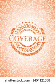 Coverage orange tile background illustration. Square geometric mosaic seamless pattern with emblem inside.