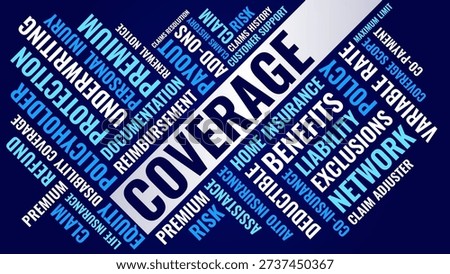Coverage Word Cloud Coverage, Insurance Policy Benefits Typography Background