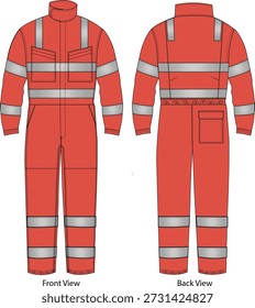 coverall equipment flat sketch, editable flat sketch, mock up