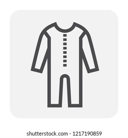 Coverall or overall vector icon. That uniform is safety cloth or protective workwear for industry, chemical and medical i.e. electrician, builder, mechanic, scientist, doctor and health professional.