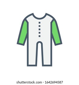 Coverall or overall vector icon. That uniform is safety cloth or protective workwear for industry and medical i.e. electrician, builder, mechanic, scientist, doctor and health professional. 64x64 px.