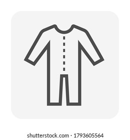 Coverall or overall vector icon. That uniform is safety cloth or protective workwear for industry, chemical and medical i.e. electrician, builder, mechanic, scientist, doctor and health professional.
