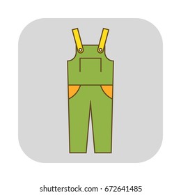 Coverall, protective clothing. Flat icon, object for design.