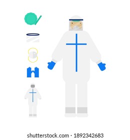 A coverall suit set on white background.