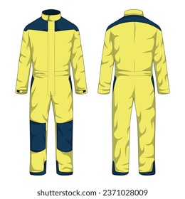 Coverall workwear mockup front and back view