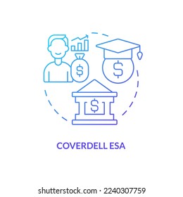 Coverdell ESA blue gradient concept icon. Open student account. Account type for college savings abstract idea thin line illustration. Isolated outline drawing. Myriad Pro-Bold font used